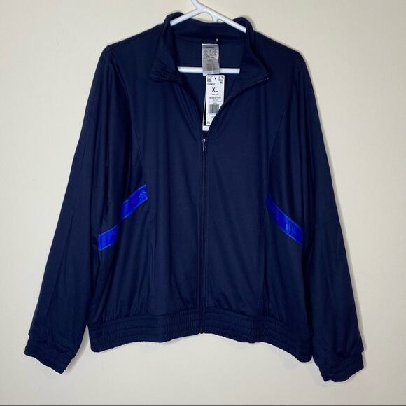 Adidas x Zoe Saldana Collection Track Jacket Coat Oversized Navy Blue Size XL - Picture 2 of 6